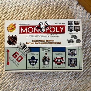 1999 Hasbro Vintage NHL MONOPOLY Bilingual Collector's Edition Board Game